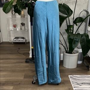 Vince Slate Blue Satin Wide-Leg Pants